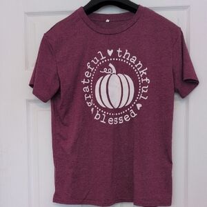 Women's Grateful Thankful Blessed Tee - Purple